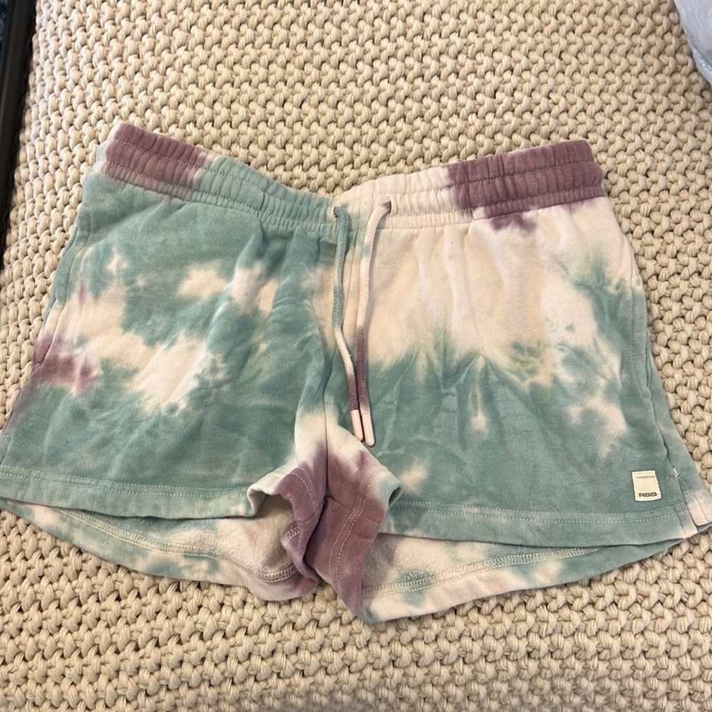Tie dye sweat shirt material shorts